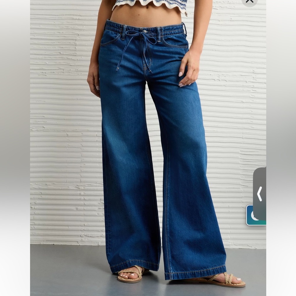 American Eagle Dreamy Drape Strigid Low-Rise Ultra Wide-Leg Jean size 25 R NWT